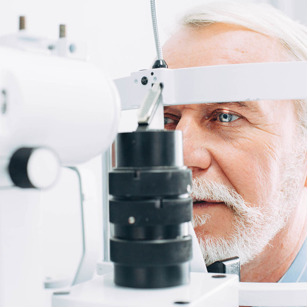senior man during eye exam
